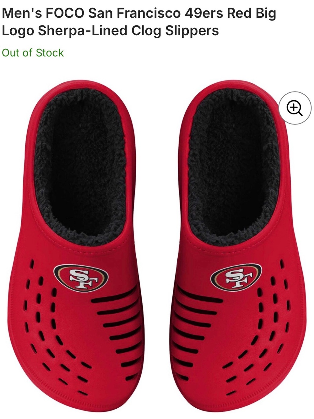 NFL Red and Black Sherpa-Lined Men's Clog Slip-Ons with Team Logo